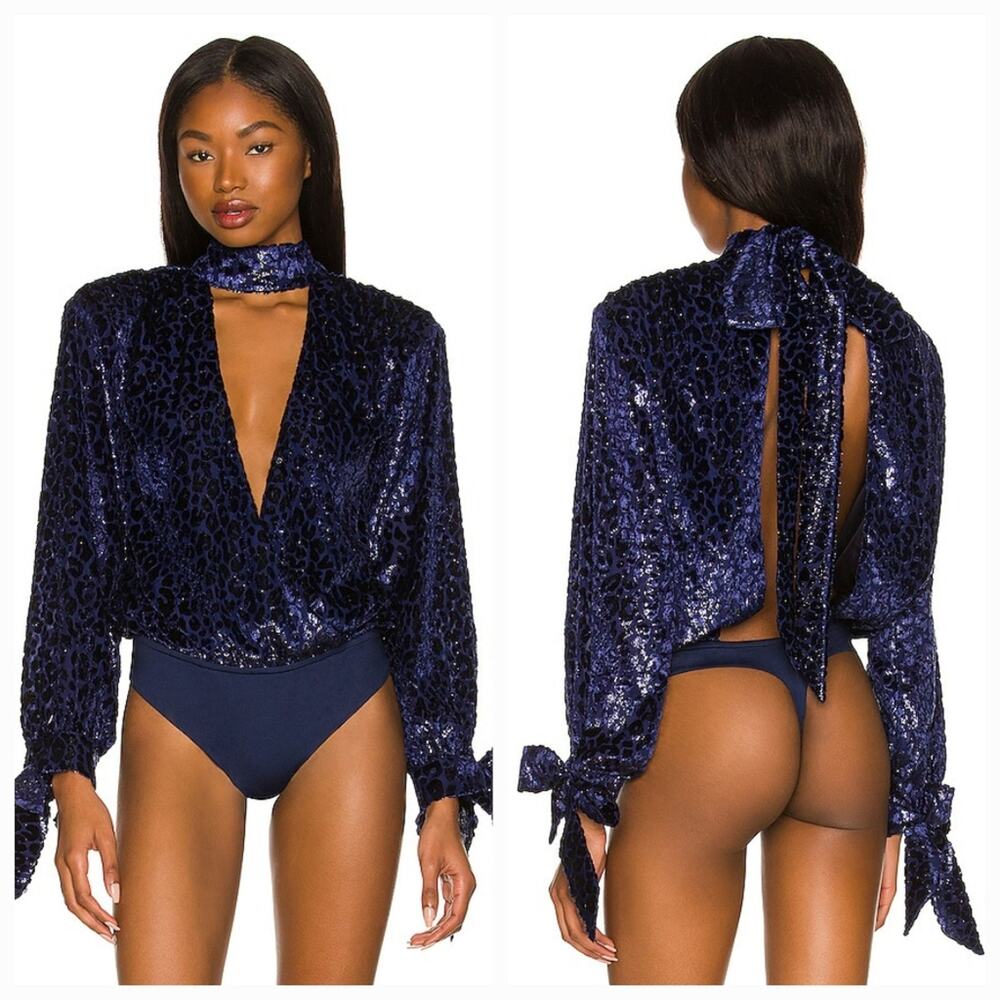 Lovers and Friends Estella Bodysuit in Navy Small